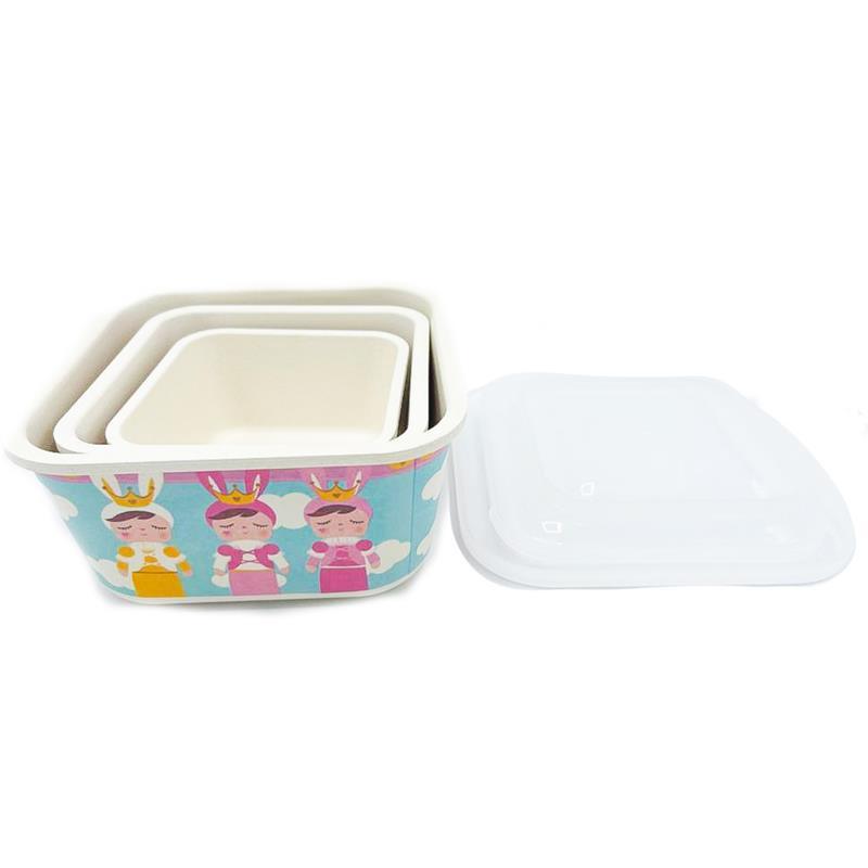 Primo Passi - Bamboo Fiber Kids Super Combo Divided Square Plate, Square Bowl, Fork&Spoon & 3 Food Container With Lids, Metoo Image 4