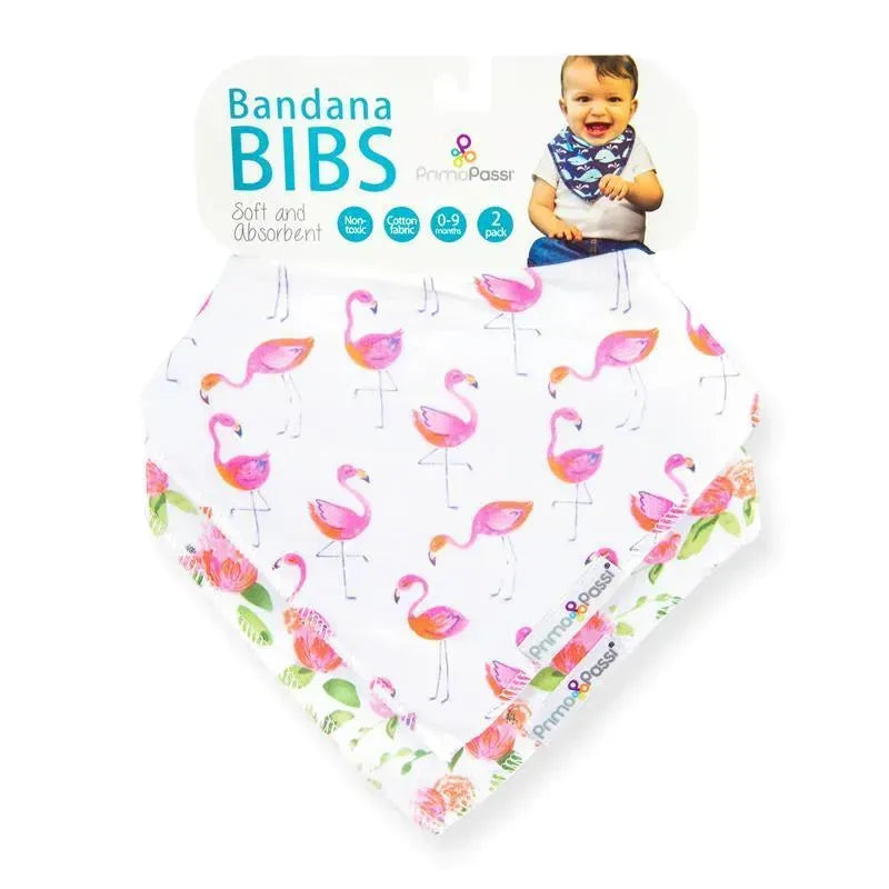 Primo Passi - 2Pk Flamingos/Roses Bandana Bib Image 1