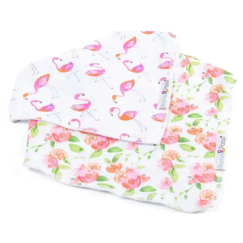 Primo Passi - 2Pk Flamingos/Roses Bandana Bib Image 2