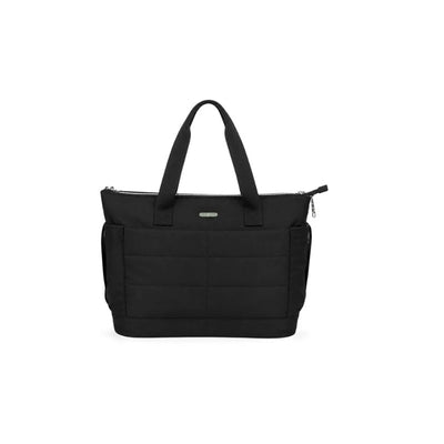 Black Primo Passi Diaper Bag Tote featuring padded exterior and dual handles for easy carrying.