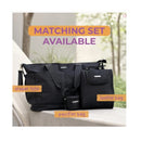 Black Primo Passi Bundle includes a diaper tote, a bottle bag, and a pacifier bag, labeled with key features.