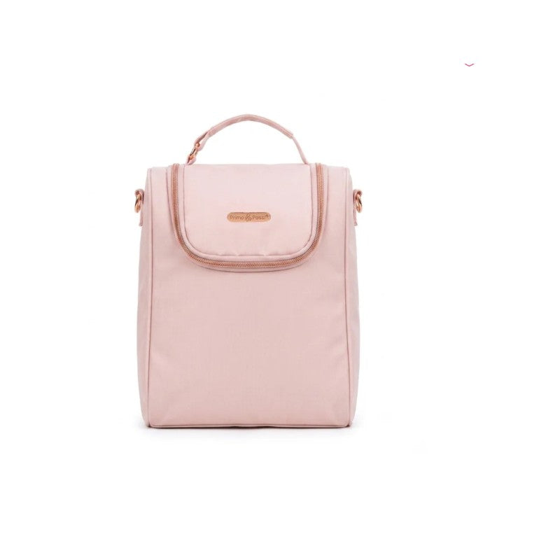 Primo Passi Bundle Pink diaper bag tote featuring a sleek design with a handle and zipper closure.