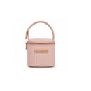 Pink Primo Passi bottle bag with a zip closure and handle, designed for carrying baby bottles.