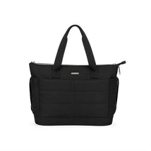 Stylish black Primo Passi diaper bag with sturdy handles and multiple compartments for organization.
