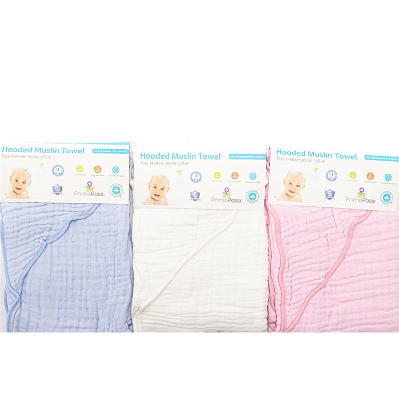 Primo Passi - Baby Hooded Muslin Towel, Light Blue Image 7
