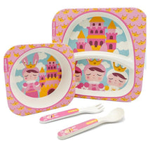 Primo Passi - Bamboo Fiber Kids Combo Divided Square Plate, Square Bowl & Fork&Spoon, Metoo Image 1
