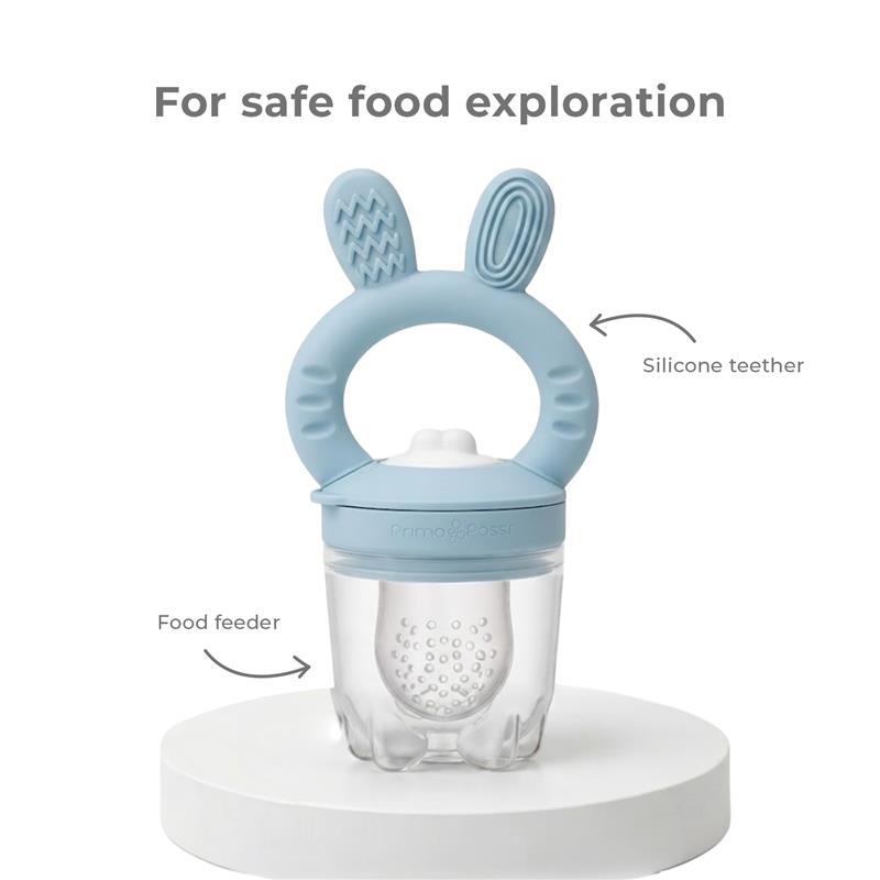 Primo Passi - Silicone Carrot Freezer + Food Feeder + Spoon 2-Pack + Suction Bowl + Suction Plate + Training Cup And Snack Cup - Dusty Blue Image 5