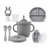 Primo Passi - Silicone Carrot Freezer + Food Feeder + Spoon 2-Pack + Suction Bowl + Suction Plate + Training Cup And Snack Cup - Senior Grey Image 1