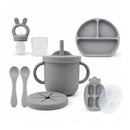 Primo Passi - Silicone Carrot Freezer + Food Feeder + Spoon 2-Pack + Suction Bowl + Suction Plate + Training Cup And Snack Cup - Senior Grey Image 1