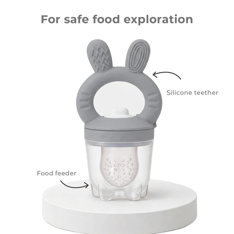 Primo Passi - Silicone Carrot Freezer + Food Feeder + Spoon 2-Pack + Suction Bowl + Suction Plate + Training Cup And Snack Cup - Senior Grey Image 5