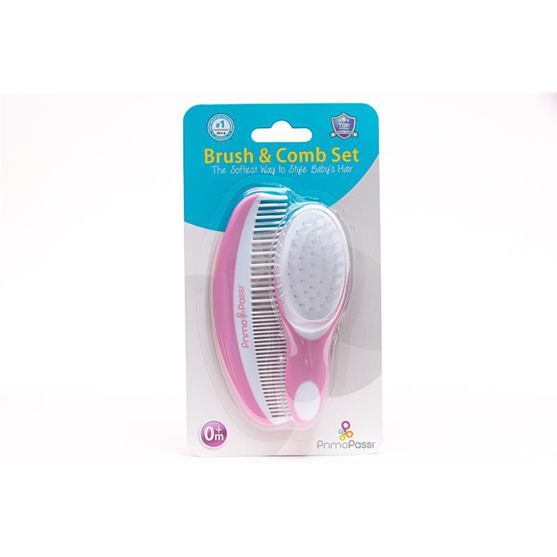 Primo Passi - Super Soft Pink Baby Comb & Brush Set Image 4