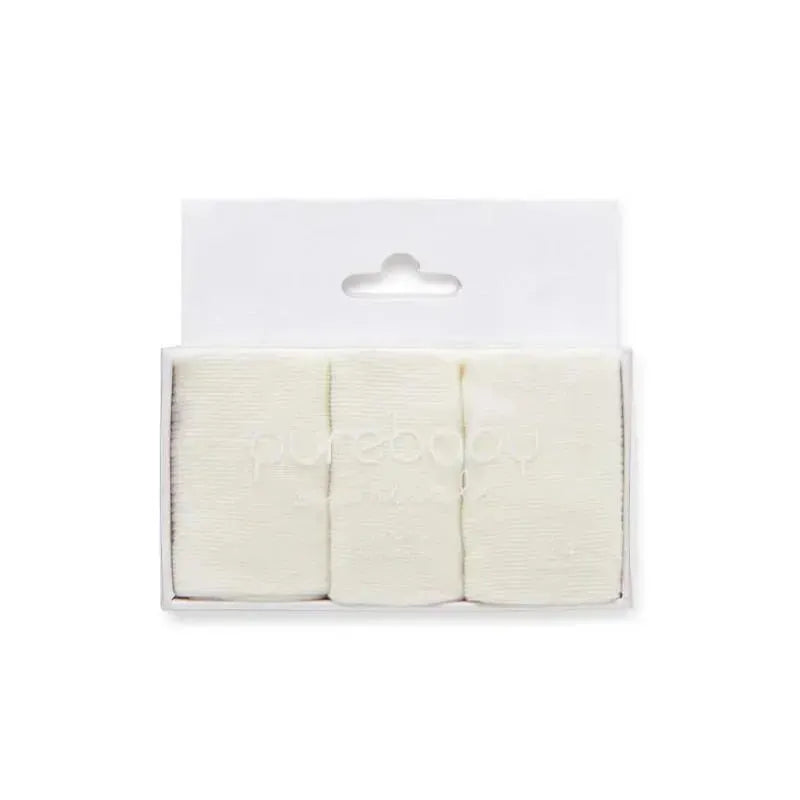 Pure Baby - 3Pk White Baby Neutral Organic Sock Set Image 3