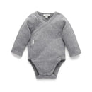 Pure Baby - Baby Neutral Pointelle Long Sleeve Wrap Bodysuit, Smoke Melange Image 1