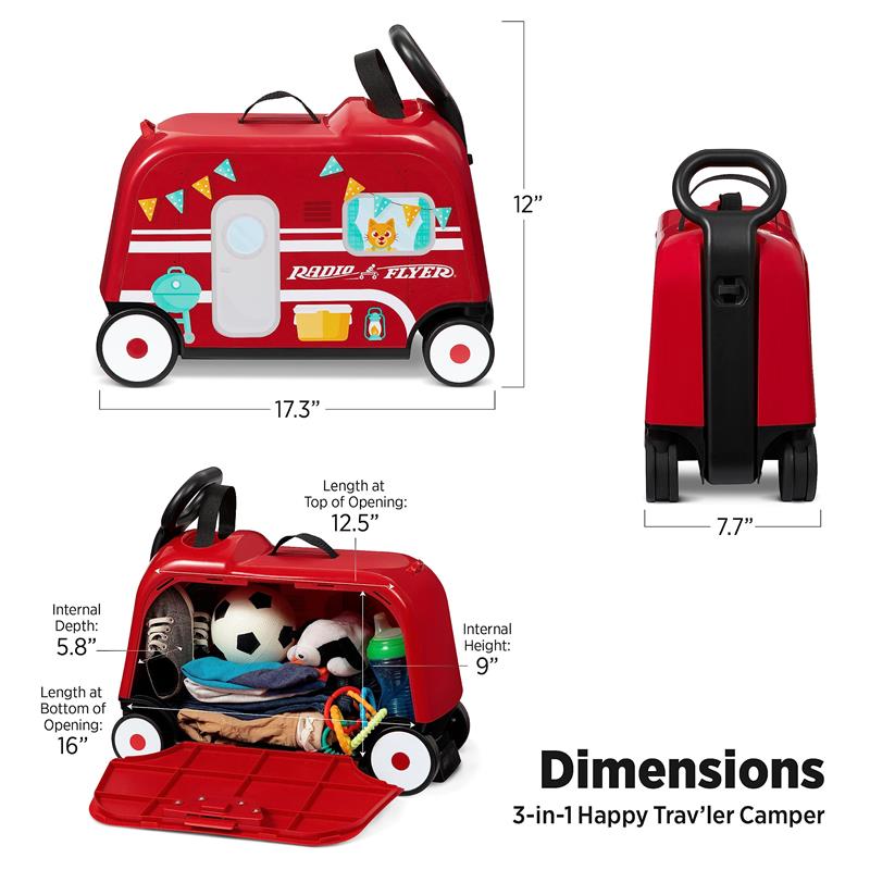 Radio Flyer - 3-in-1 Happy Traveler Camper, Ride on Toy, Toddler Carry-On Storage Image 3
