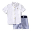 Ralph Lauren Baby 3Pk Set Short-Sleeve Interlock Sport Shirt With Belt & Seersucker Short, White Image 1
