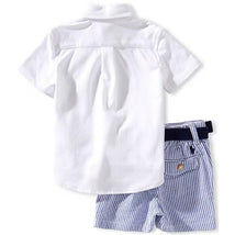 Ralph Lauren Baby 3Pk Set Short-Sleeve Interlock Sport Shirt With Belt & Seersucker Short, White Image 2