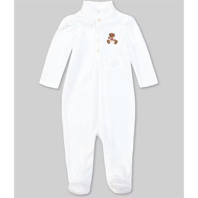Ralph Lauren Baby - Baby Girls Long-Sleeve Polo Bear Footie Coverall Image 1
