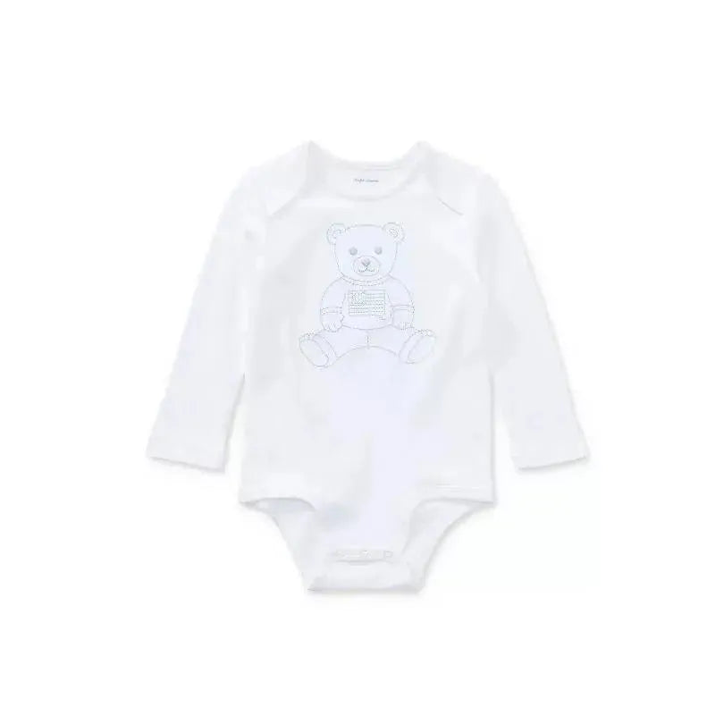 Ralph Lauren Baby - Boy's Embroidered Polo Bear Bodysuit, White Image 1