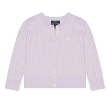 Ralph Lauren Baby Cable-Knit Cotton Cardigan, Flower Purple Image 1