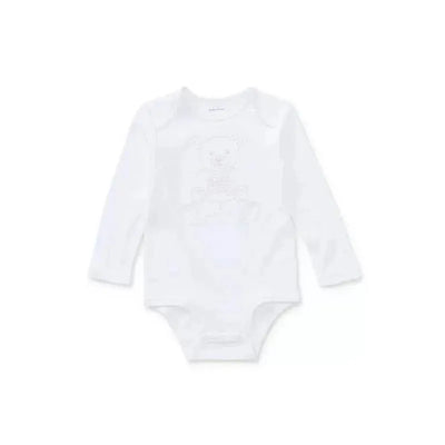 Ralph Lauren Baby - Girl Embroidered Polo Bear Bodysuit, White Image 1