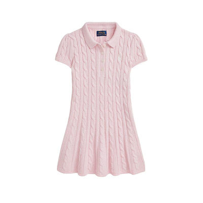 Ralph Lauren Baby - Girl Short Sleeve Cotton Cable Dress Pink Image 1