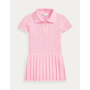 Ralph Lauren Baby - Girl Short-Sleeve Cotton Mini Cable Knit Polo Dress W/ Pleated Skirt Image 1