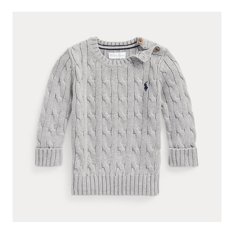 Ralph Lauren Baby - Long-Sleeve Cotton Cable-Knit Crewneck Sweater Image 1