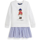 Ralph Lauren Baby - Long-Sleeve Ligthweight Magic Fleece Polo Bear Day Dress White/Blue Image 1