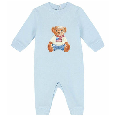 Ralph Lauren Baby - Long-Sleeve Magic Fleece Novelty Bear Graphic Coverall, Beryl Blue Image 1