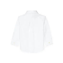 Ralph Lauren Baby white long sleeve Oxford shirt, featuring a classic collar and button cuffs.