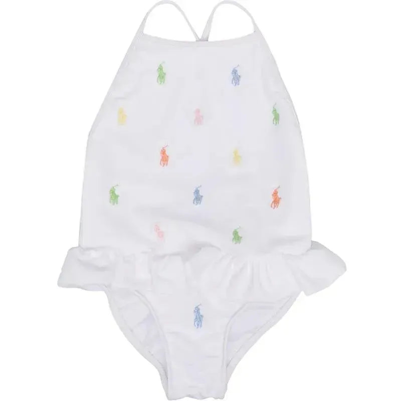 Ralph Lauren Baby - Polo Pony Embroidered Swimsuit, White  Image 1