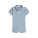 Ralph Lauren Baby Short-Sleeve Basic Mesh Big Pony Polo Shortall, Estate Blue Image 1