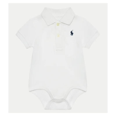 Ralph Lauren Baby - Short-Sleeve Basic Mesh Polo Bodysuit, White Image 1
