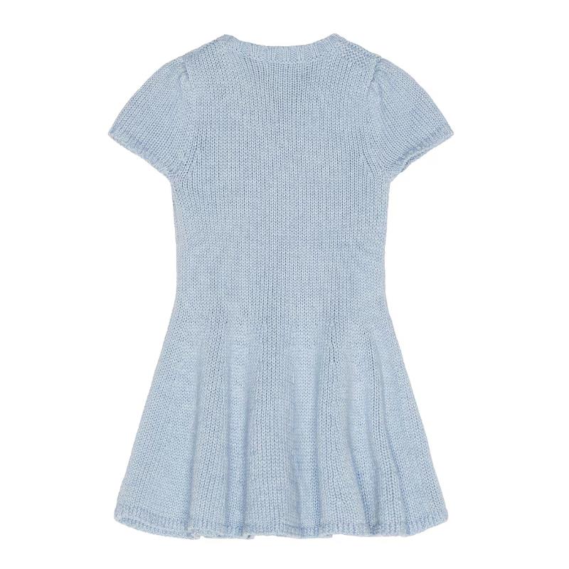 Ralph Lauren Baby Short-Sleeve Combed Cotton Flag Sweater Dreshort Sleeve, Heather Blue Image 2