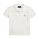 Ralph Lauren Baby Short-Sleeve Combed Cotton Mini Cable Knit Polo, Paper White Image 1