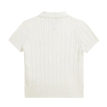 Ralph Lauren Baby Short-Sleeve Combed Cotton Mini Cable Knit Polo, Paper White Image 2