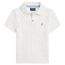 Ralph Lauren Baby Short-Sleeve Cotton Cable-Knit Polo, Deckwash White Image 1