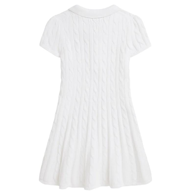 Ralph Lauren Baby Short-Sleeve Cotton Cable-Knit Polo Dreshort Sleeve Optic White  Image 2