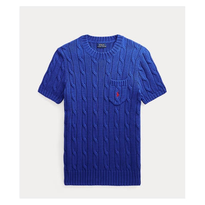 Ralph Lauren Baby Short-Sleeve Cotton Collared Cable Knit Dreshort Sleeve, Newport Navy Image 1