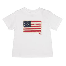 Ralph Lauren Baby Short-Sleeve Cotton Knit Flag T-Shirt, White Image 1