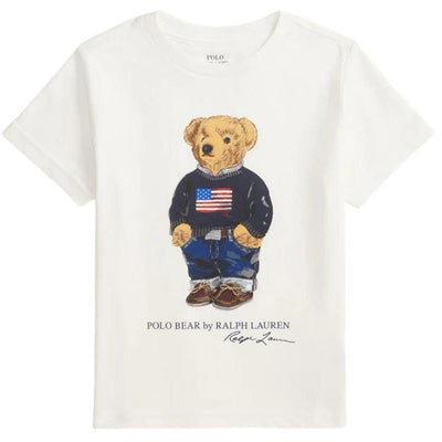 Ralph Lauren Baby Short-Sleeve Jersey Knit Novelty Bear T-Shirt, White  Image 1