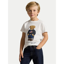 Ralph Lauren Baby Short-Sleeve Jersey Knit Novelty Bear T-Shirt, White  Image 2