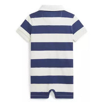 Ralph Lauren Baby Short-Sleeve Rugby Jersey Knit Polo Shortall Stripe, Light Navy/Deckwash White Image 2