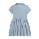 Ralph Lauren Baby Short-Sleeve Stretch Mesh Ruffle Polo Dreshort Sleeve, Estate Blue Image 2