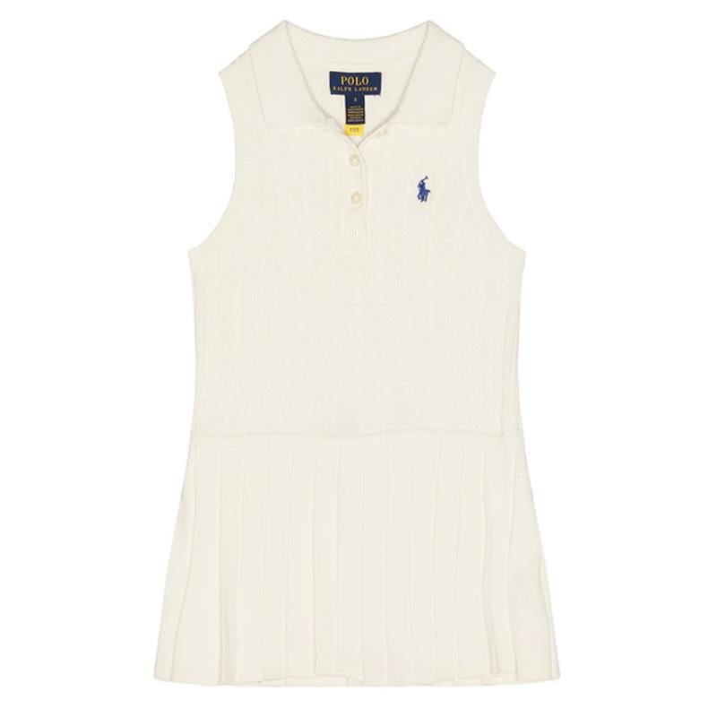 Ralph Lauren Baby Sleevleshort Sleeve Cotton Mini Cable Collared Dreshort Sleeve, Deckwash White Image 1