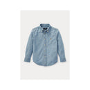 Ralph Lauren - Chambray Long Sleeve Top Shirt - Light Blue 2T Image 1
