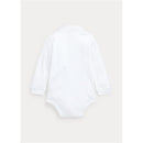 Ralph Lauren - Interlock Long Sleeve Polo One Piece Bodysuit, White Image 3