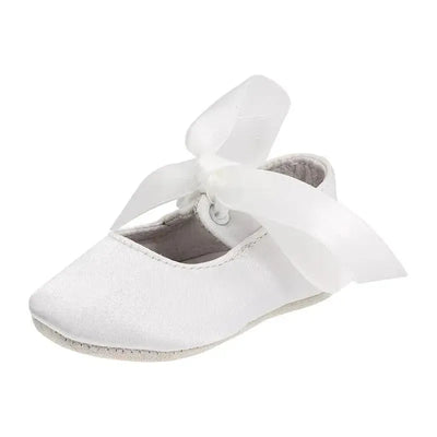 Ralph Lauren Layette Briley Ballet Crib Shoe,White Satin Image 1