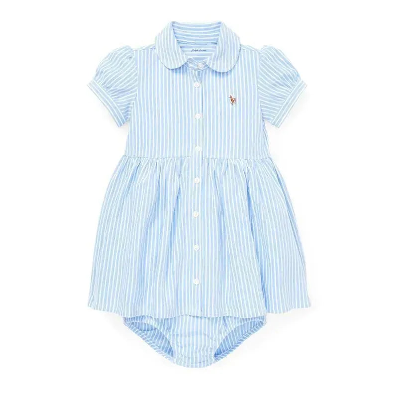 Ralph Lauren - Striped Knit Oxford Dress, Harbor Island Blue/White Image 1