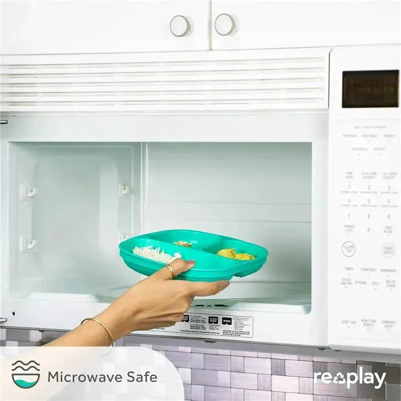 Re-Play - Deep Walled 3 Compartment Plates, Pack of 2, Mint Image 3